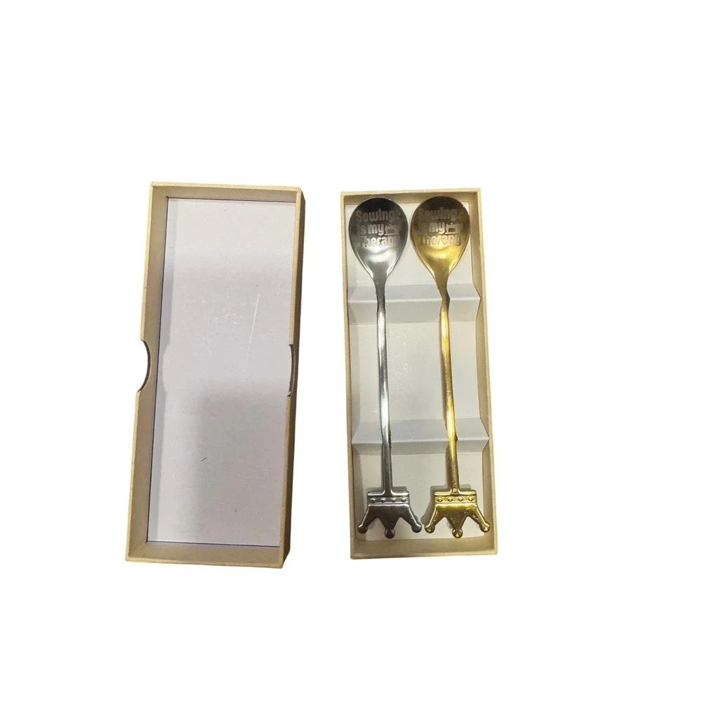 Sewing is My‎ Therapy Spoons Set Stainless Steel Engraved Spoons Gift